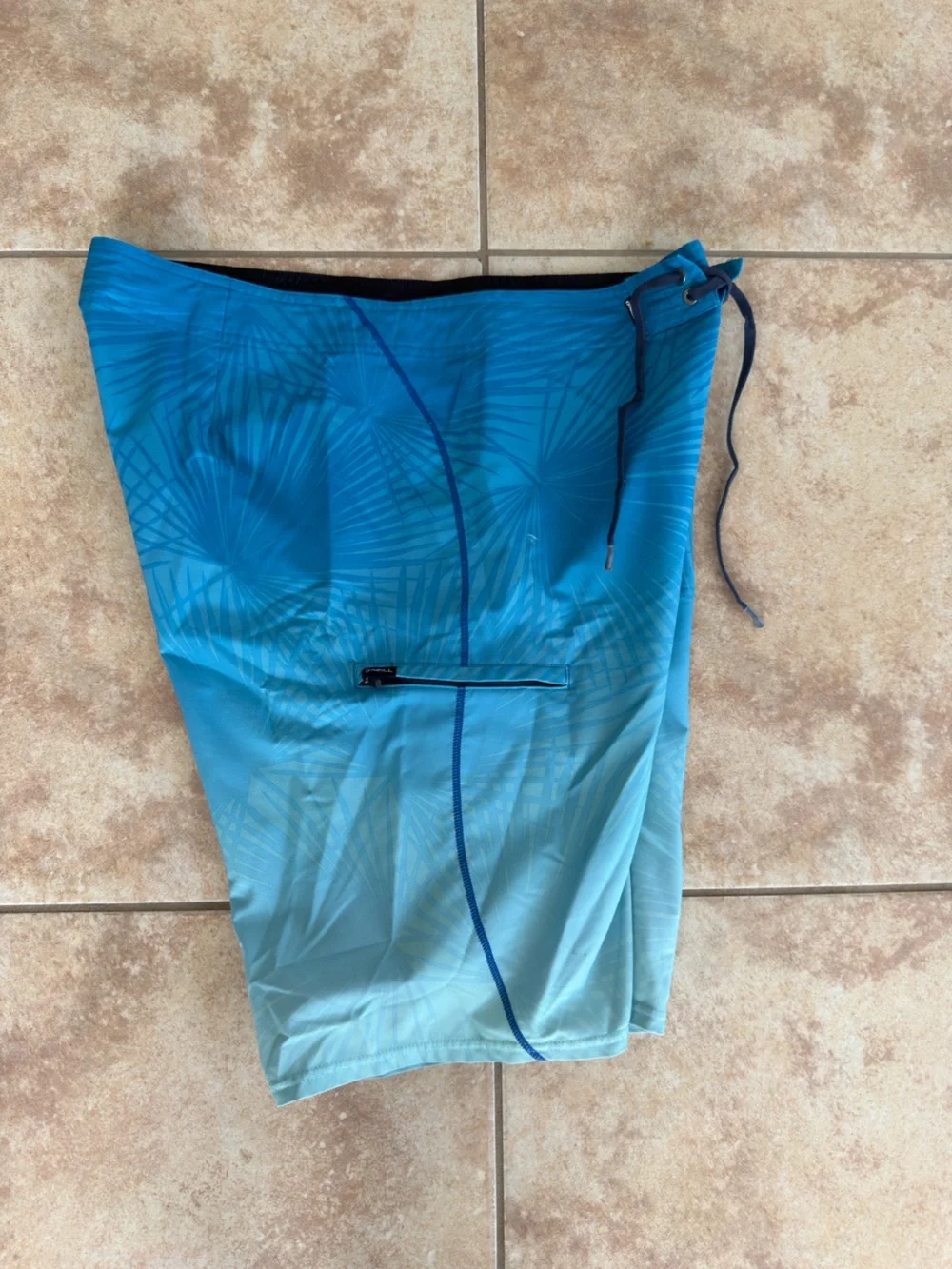 Quiksilver Men's Blue Ombre Palm-Print Board Shorts